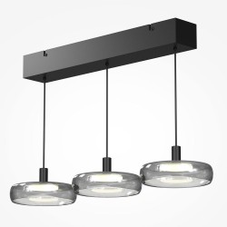 Float - Black 3 Light LED over Island Fitting with Smoked Glass