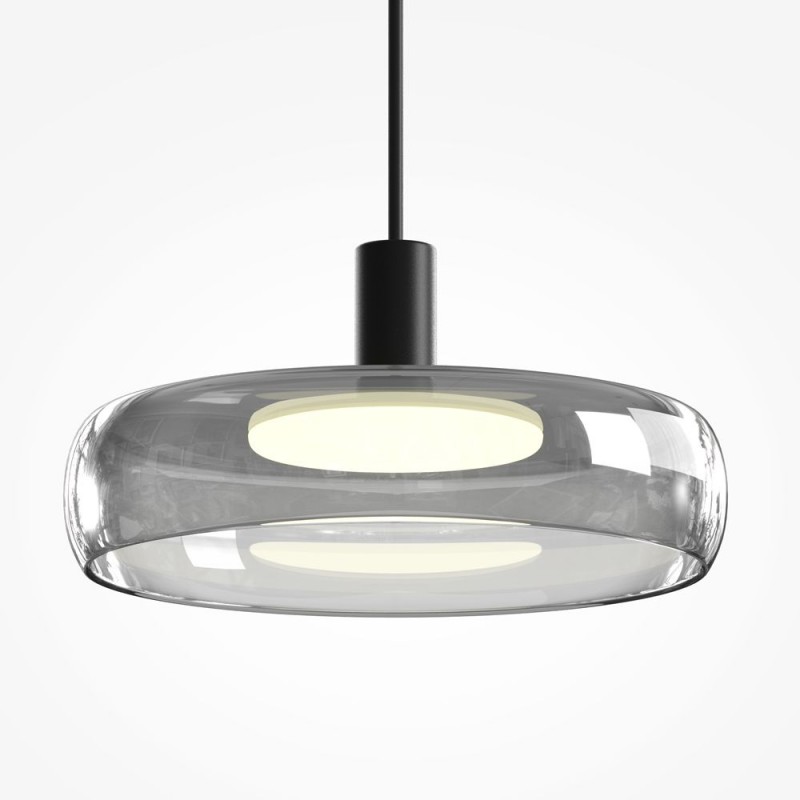 Maytoni-MOD498PL-L25BK1 - Float - Black 3 Light LED over Island Fitting with Smoked Glass