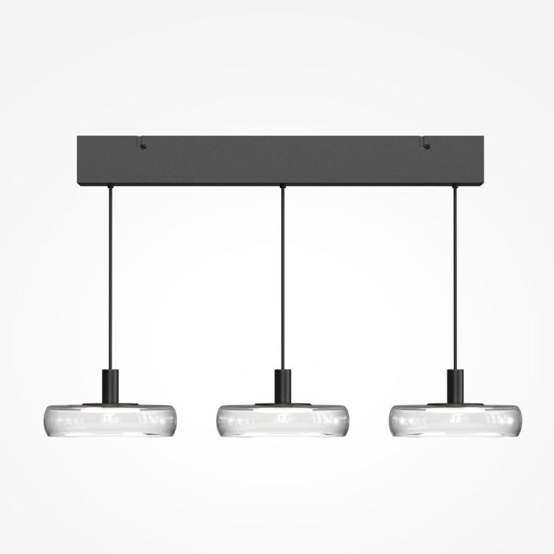Maytoni-MOD498PL-L25BK - Float - Black 3 Light LED over Island Fitting with Clear Glass
