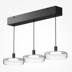 Float - Black 3 Light LED over Island Fitting with Clear Glass