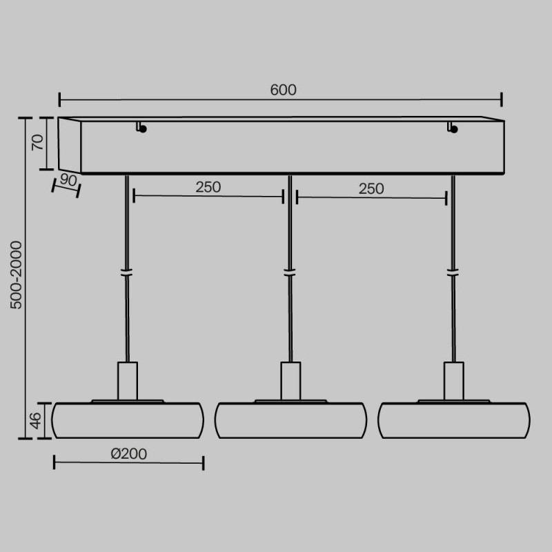 Maytoni-MOD498PL-L25BK - Float - Black 3 Light LED over Island Fitting with Clear Glass