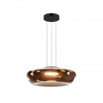Bassa - Black LED Pendant with Brown Glass