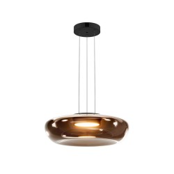Bassa - Black LED Pendant with Brown Glass
