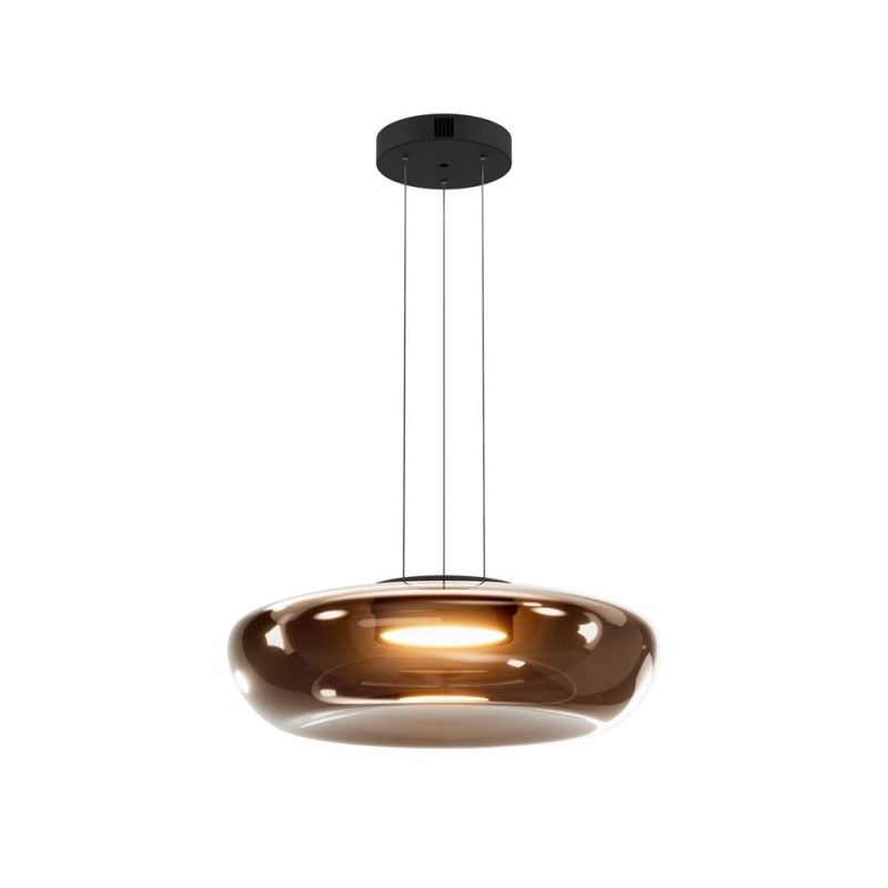 Maytoni-MOD501PL-L20BK1 - Bassa - Black LED Pendant with Brown Glass