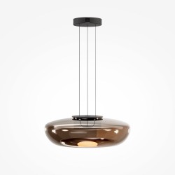 Bassa - Black LED Pendant with Brown Glass