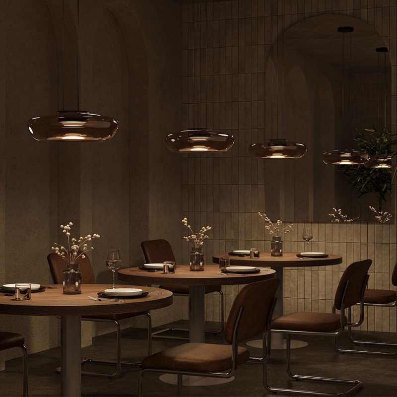 Maytoni-MOD501PL-L20BK - Bassa - Black LED Pendant with Olive Green Glass