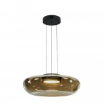 Bassa - Black LED Pendant with Olive Green Glass