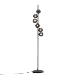 Dallas - Matt Black 6 Light Floor Lamp with Smoked Mirrored Glass