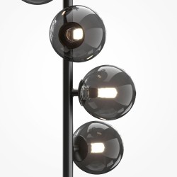 Dallas - Matt Black 6 Light Floor Lamp with Smoked Mirrored Glass