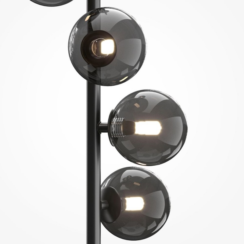 Maytoni-MOD545FL-06B - Dallas - Matt Black 6 Light Floor Lamp with Smoked Mirrored Glass