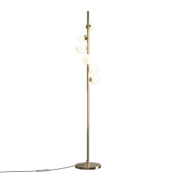 Dallas - Gold 6 Light Floor Lamp with White Glass