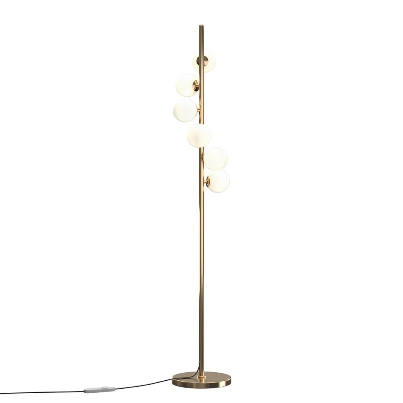 Maytoni-MOD545FL-06G - Dallas - Gold 6 Light Floor Lamp with White Glass