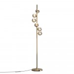 Dallas - Gold 6 Light Floor Lamp with Amber Mirrored Glass