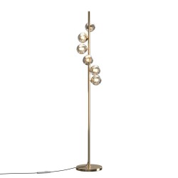Dallas - Gold 6 Light Floor Lamp with Amber Mirrored Glass