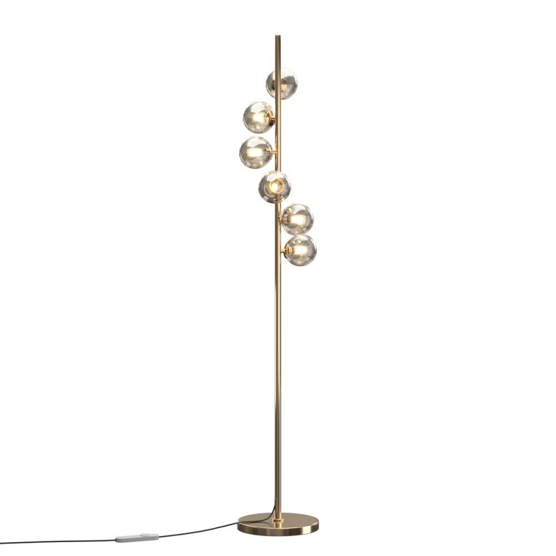 Maytoni-MOD545FL-06G1 - Dallas - Gold 6 Light Floor Lamp with Amber Mirrored Glass