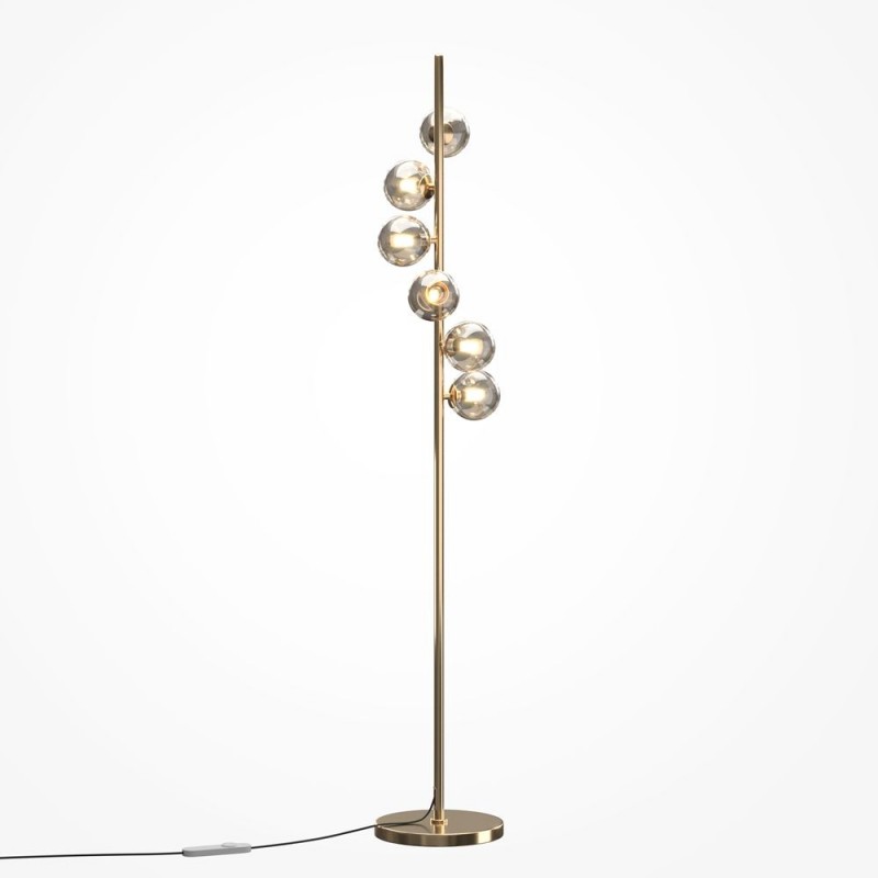 Maytoni-MOD545FL-06G1 - Dallas - Gold 6 Light Floor Lamp with Amber Mirrored Glass