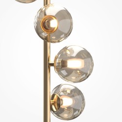 Dallas - Gold 6 Light Floor Lamp with Amber Mirrored Glass