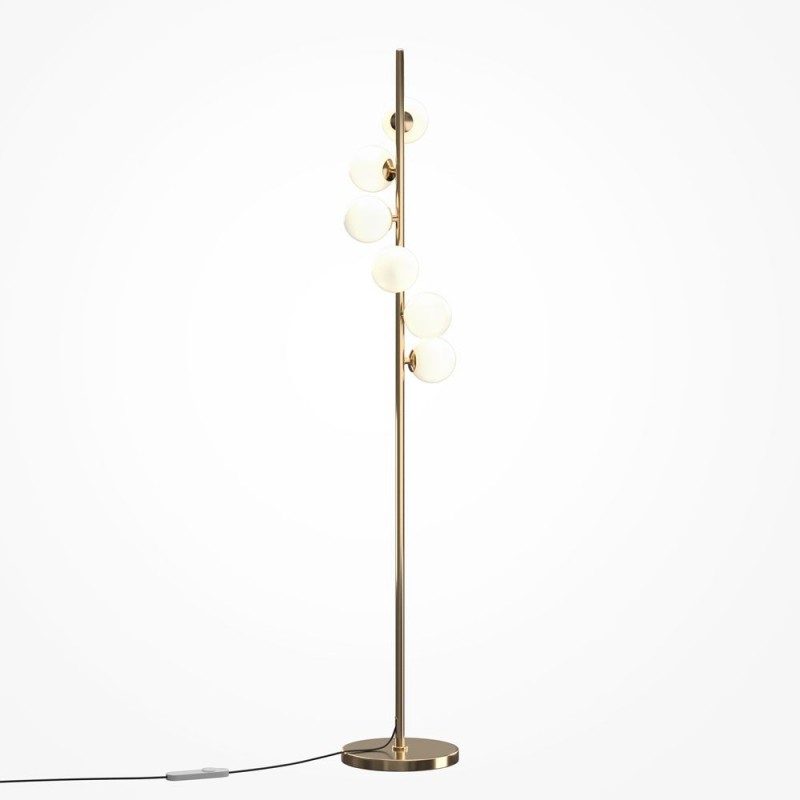 Maytoni-MOD545FL-06G - Dallas - Gold 6 Light Floor Lamp with White Glass