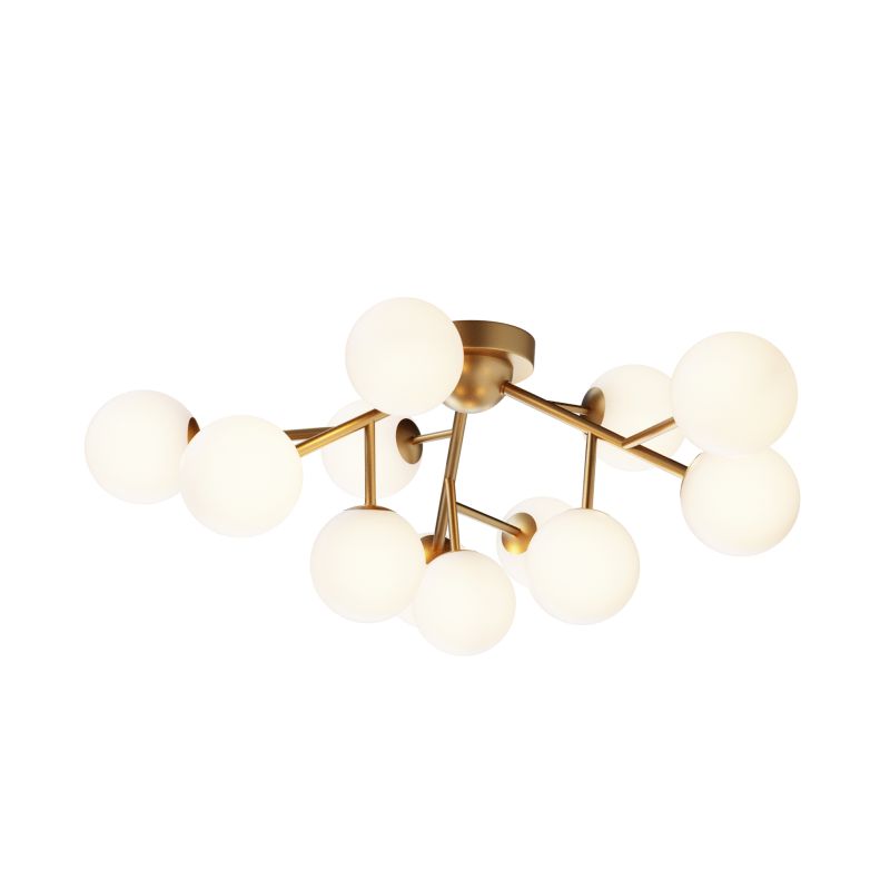 Maytoni-MOD545CL-12BS - Dallas - Brass 12 Light Ceiling Lamp with White Glass