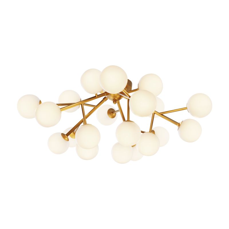 Maytoni-MOD545CL-20BS - Dallas - Brass 20 Light Ceiling Lamp with White Glass