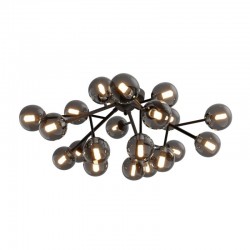 Dallas - Matt Black 20 Light Ceiling Lamp with Smoked Mirrored Glass