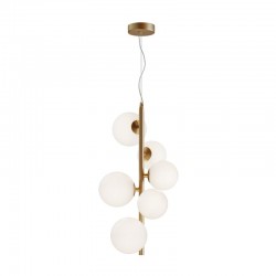 Dallas - Brass 6 Light Pendant with White Glass