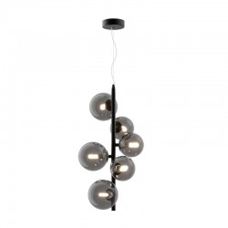 Dallas - Matt Black 6 Light Pendant with Smoked Mirrored Glass Dallas - Matt Black 6 Light Pendant with Smoked Mirrored Glass