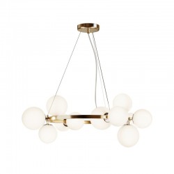 Dallas - Brass 11 Light Centre Fitting with White Glass