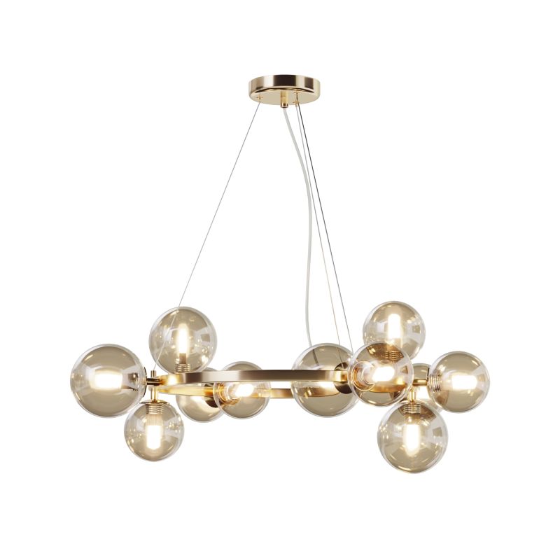 Maytoni-MOD545PL-11G - Dallas - Gold 11 Light Centre Fitting with Amber Mirrored Glass