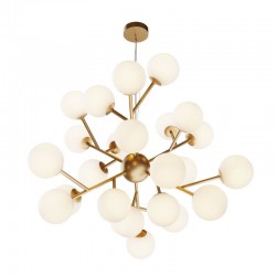 Dallas - Brass 24 Light Centre Fitting with White Glass