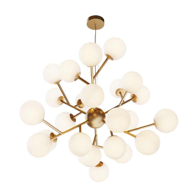 Maytoni-MOD545PL-24BS - Dallas - Brass 24 Light Centre Fitting with White Glass