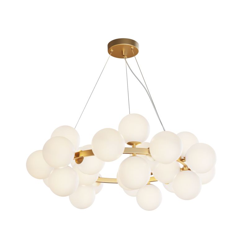 Maytoni-MOD545PL-25BS - Dallas - Brass 25 Light Centre Fitting with White Glass