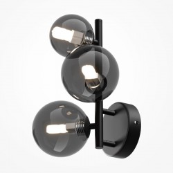 Dallas - Matt Black 3 Light Wall Lamp with Smoked Mirrored Glass Dallas - Matt Black 3 Light Wall Lamp with Smoked Mirrored Glass