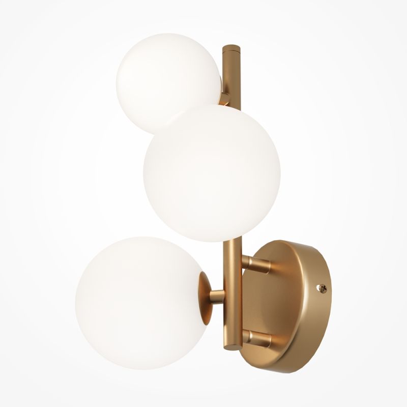 Maytoni-MOD545WL-03BS - Dallas - Brass 3 Light Wall Lamp with White Glass