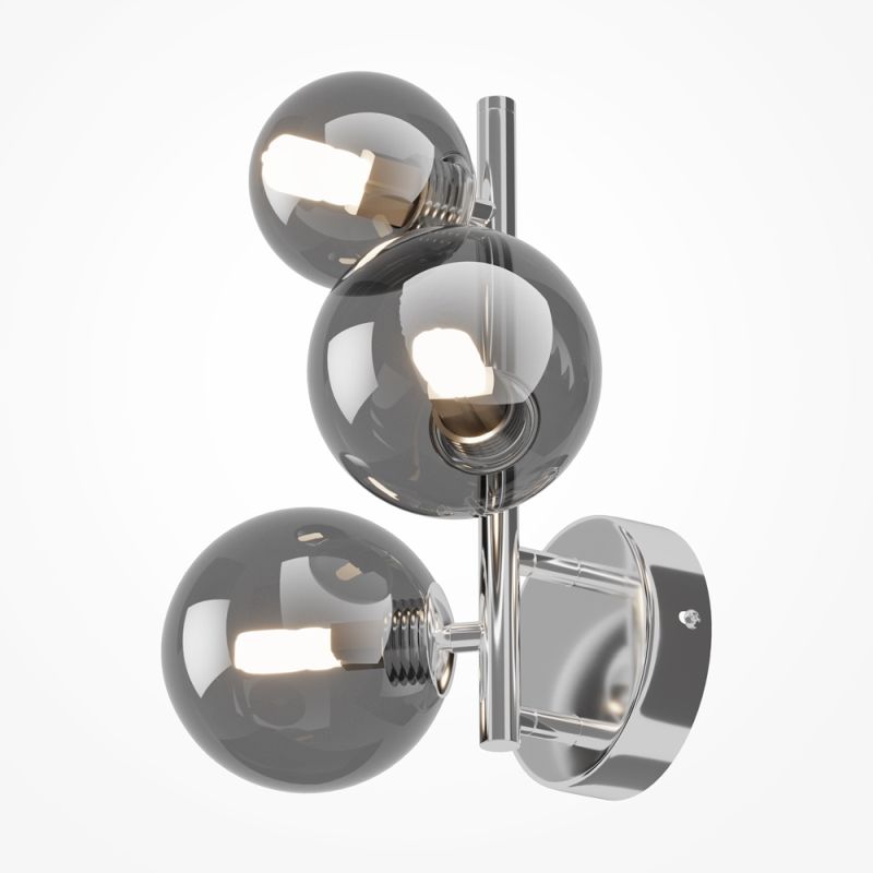 Maytoni-MOD545WL-03CH - Dallas - Chrome 3 Light Wall Lamp with Smoked Mirrored Glass