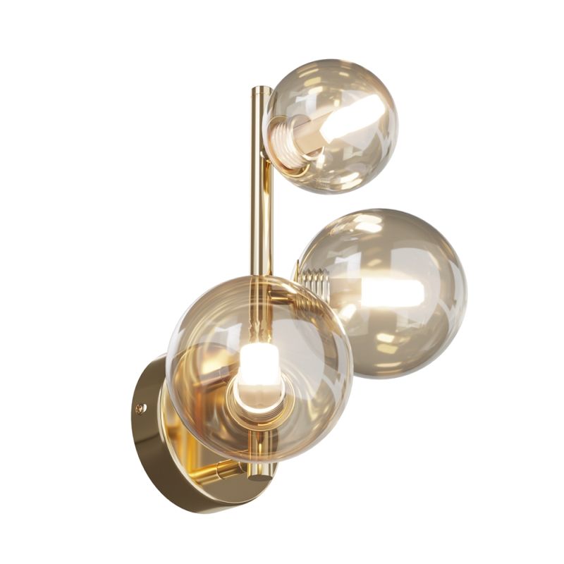 Maytoni-MOD545WL-03G - Dallas - Gold 3 Light Wall Lamp with Amber Mirrored Glass