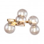 Dallas - Gold 5 Light Wall Lamp with Amber Mirrored Glass