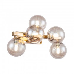 Dallas - Gold 5 Light Wall Lamp with Amber Mirrored Glass