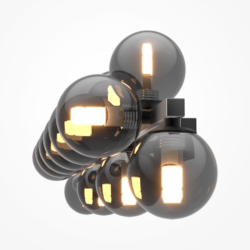 Maytoni-MOD547WL-13B - Dallas - Matt Black 13 Light Wall Lamp with Smoked Mirrored Glass