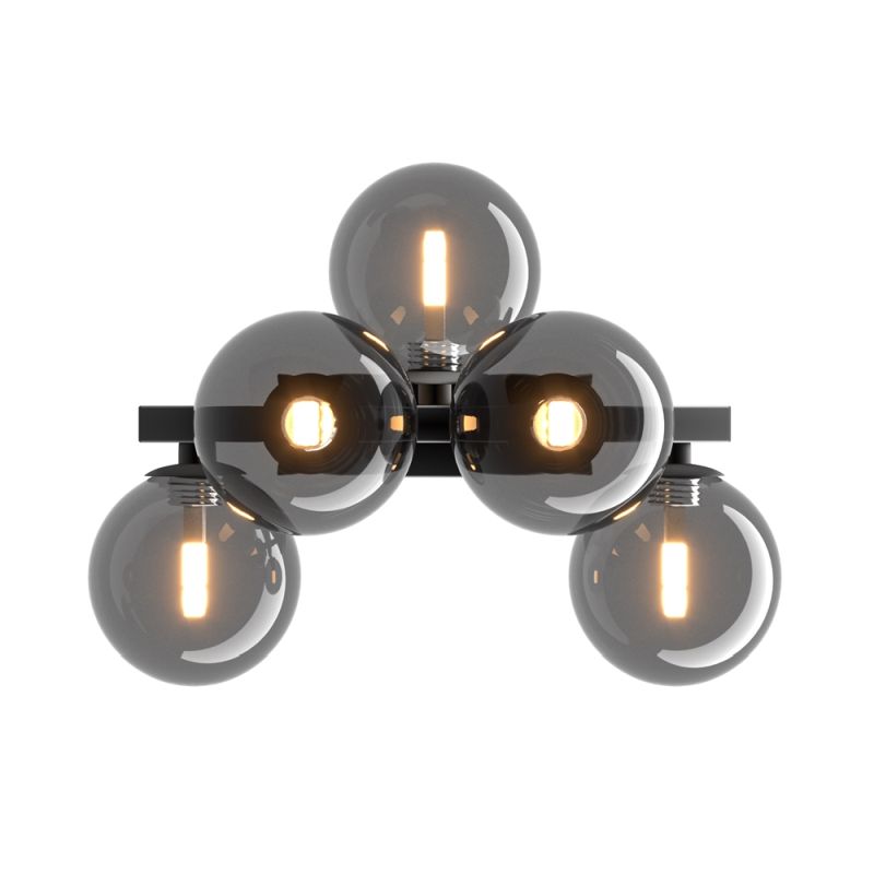 Maytoni-MOD547WL-05B - Dallas - Matt Black 5 Light Wall Lamp with Smoked Mirrored Glass