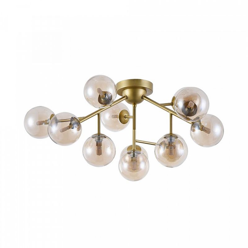 Ceiling Lights - Dallas - Modern Amber Glass 12 Light Ceiling Lamp -Gold Maytoni-MOD545PL-12G - Dallas - Modern Amber Glass 12 Light Ceiling Lamp -Gold