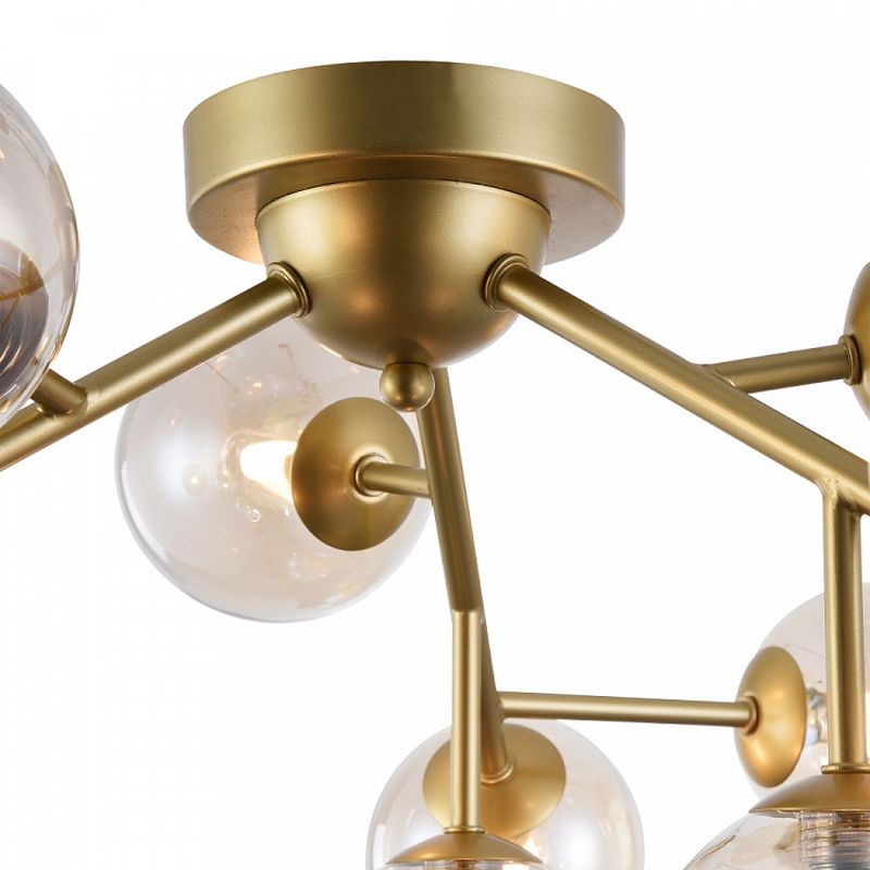 Ceiling Lights - Dallas - Modern Amber Glass 12 Light Ceiling Lamp -Gold Maytoni-MOD545PL-12G - Dallas - Modern Amber Glass 12 Light Ceiling Lamp -Gold