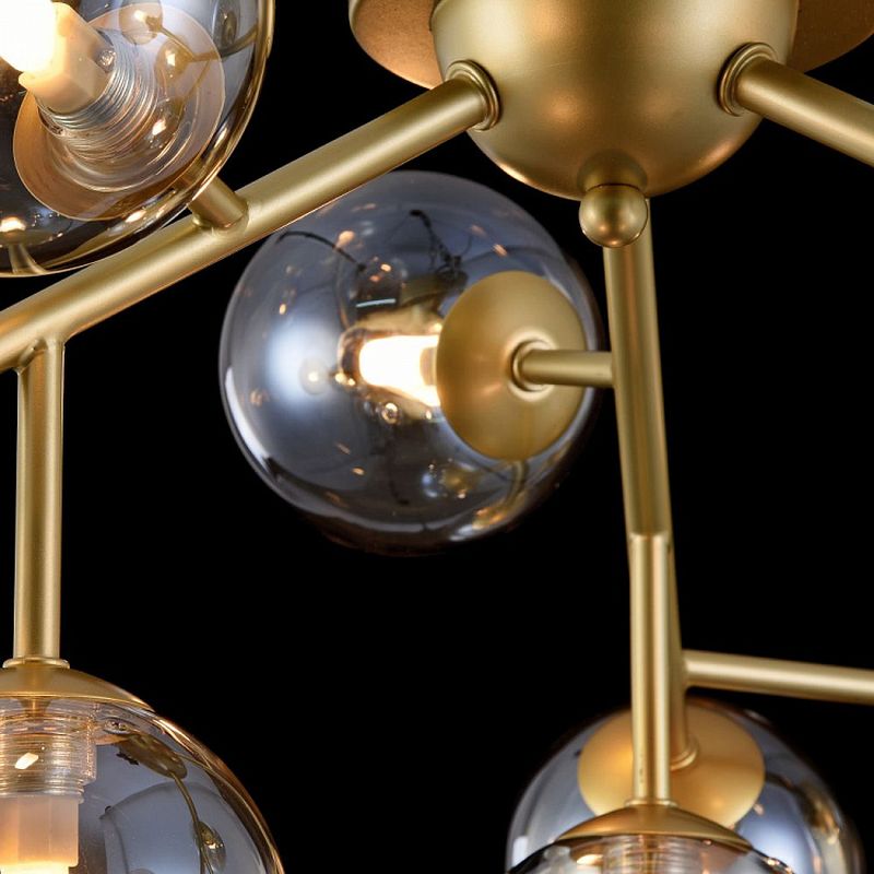 Ceiling Lights - Dallas - Modern Amber Glass 12 Light Ceiling Lamp -Gold Maytoni-MOD545PL-12G - Dallas - Modern Amber Glass 12 Light Ceiling Lamp -Gold