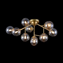 Dallas - Matt Gold 12 Light Ceiling Lamp with Amber Mirrored Glass 