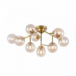 Dallas - Matt Gold 12 Light Ceiling Lamp with Amber Mirrored Glass  Dallas - Matt Gold 12 Light Ceiling Lamp with Amber Mirrored Glass