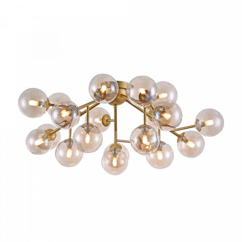 Ceiling Lights - Dallas - Modern Amber Glass 20 Light Ceiling Lamp -Gold Maytoni-MOD545PL-20G - Dallas - Modern Amber Glass 20 Light Ceiling Lamp -Gold