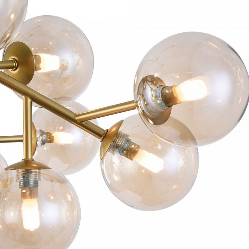 Ceiling Lights - Dallas - Modern Amber Glass 20 Light Ceiling Lamp -Gold Maytoni-MOD545PL-20G - Dallas - Modern Amber Glass 20 Light Ceiling Lamp -Gold