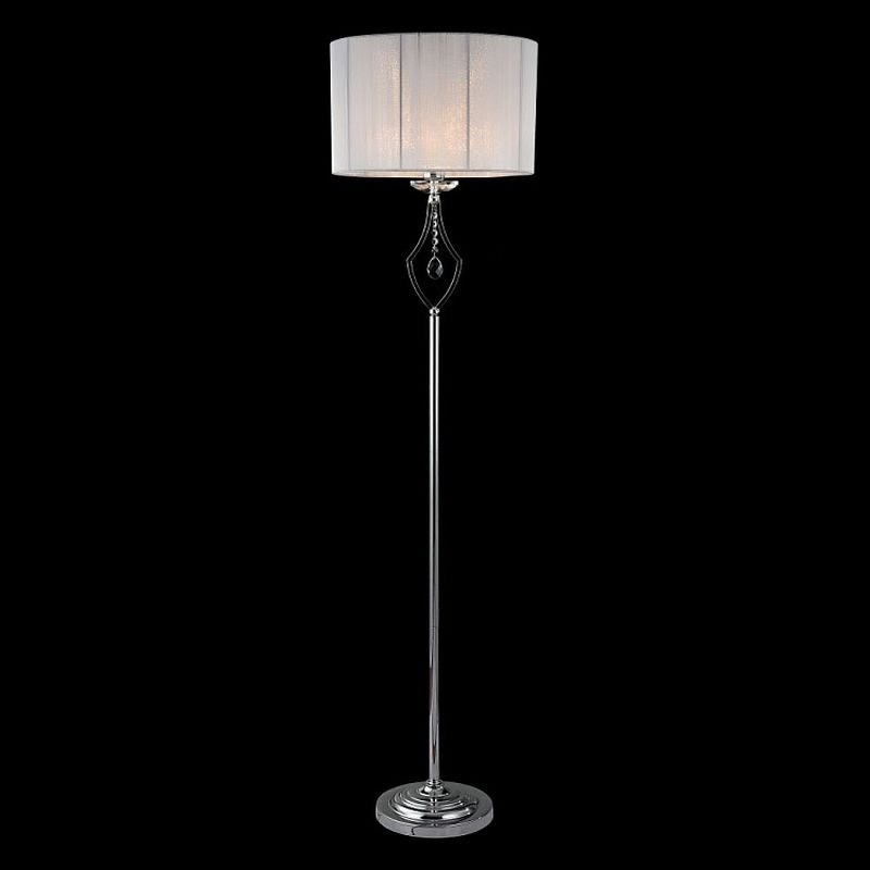 Table & Floor Lamp - Miraggio - White Fabric with Chrome & Crystal Floor Lamp Maytoni-MOD602-FL-01-N - Miraggio - White Fabric with Chrome & Crystal Floor Lamp
