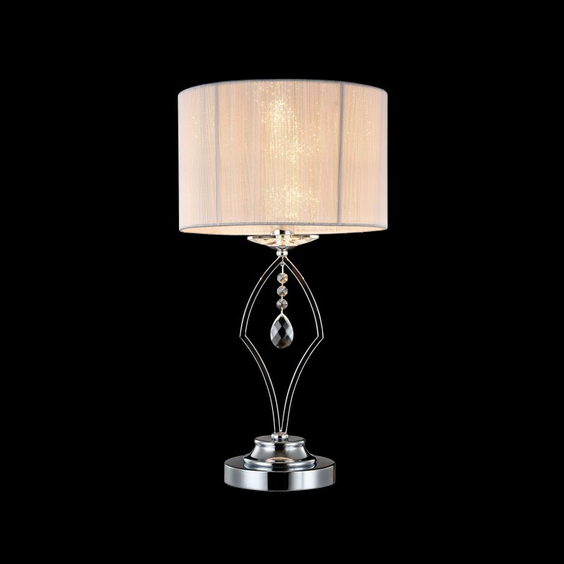 Table & Floor Lamp - Miraggio - White Fabric with Chrome & Crystal Table Lamp Maytoni-MOD602-TL-01-N - Miraggio - White Fabric with Chrome & Crystal Table Lamp