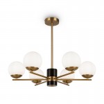 Marble - Brass 6 Light Centre Fitting with Opal Glasses  Marble - Brass 6 Light Centre Fitting with Opal Glasses